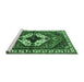 Sideview of Machine Washable Persian Emerald Green Traditional Area Rugs, wshtr315emgrn