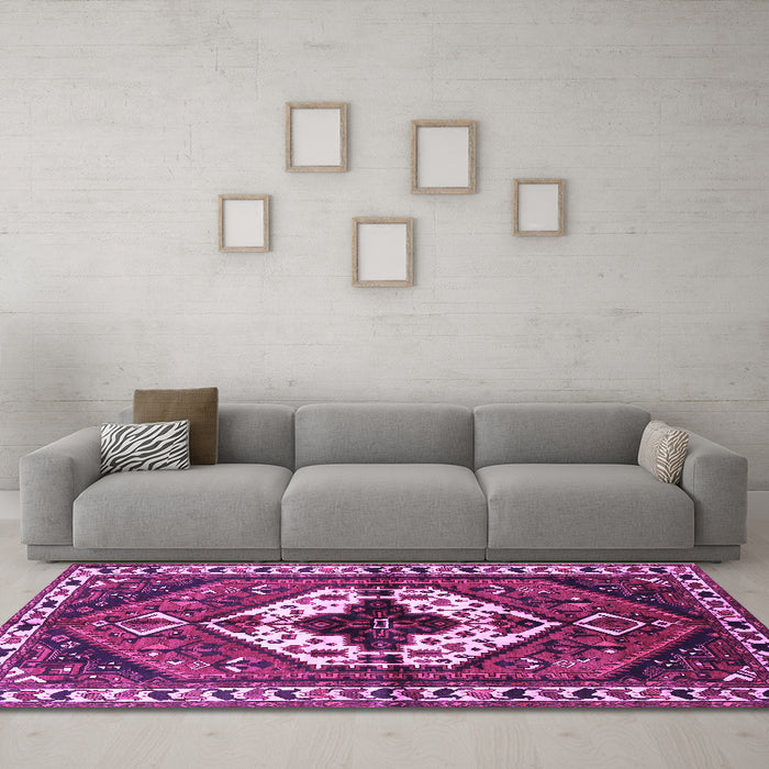 Machine Washable Persian Purple Traditional Area Rugs in a Living Room, wshtr315pur