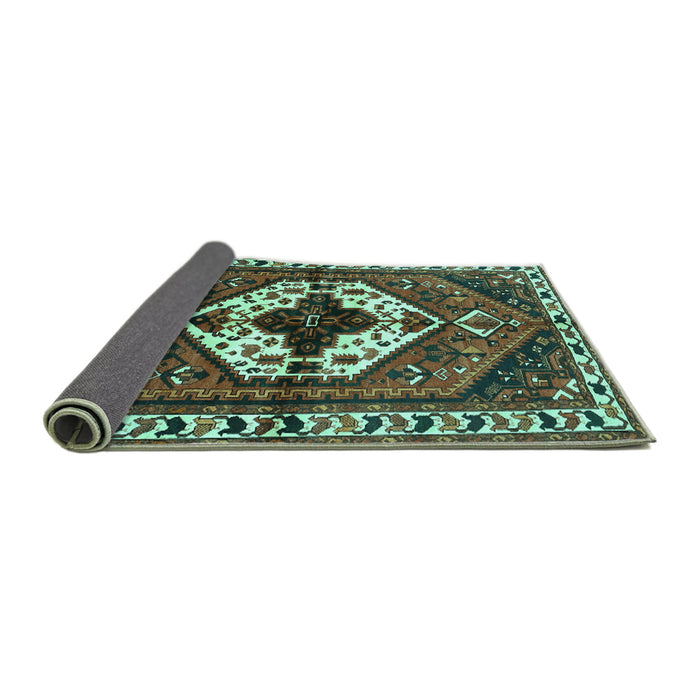 Sideview of Persian Turquoise Traditional Rug, tr315turq