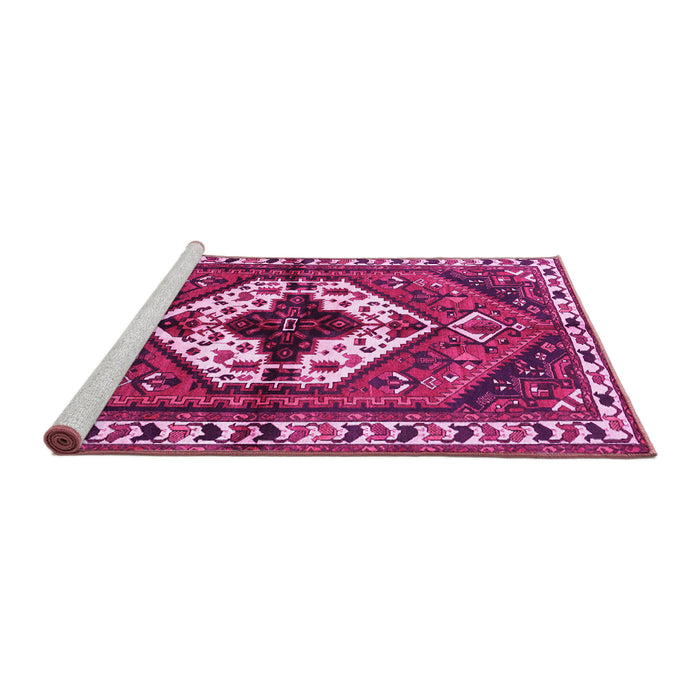 Sideview of Machine Washable Persian Pink Traditional Rug, wshtr315pnk