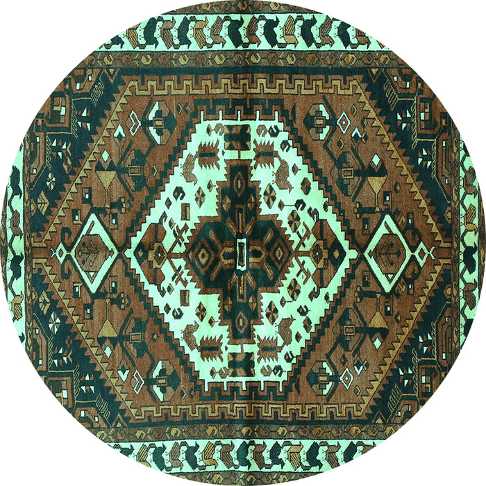 Round Machine Washable Persian Turquoise Traditional Area Rugs, wshtr315turq
