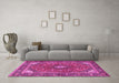 Machine Washable Persian Pink Traditional Rug in a Living Room, wshtr3160pnk