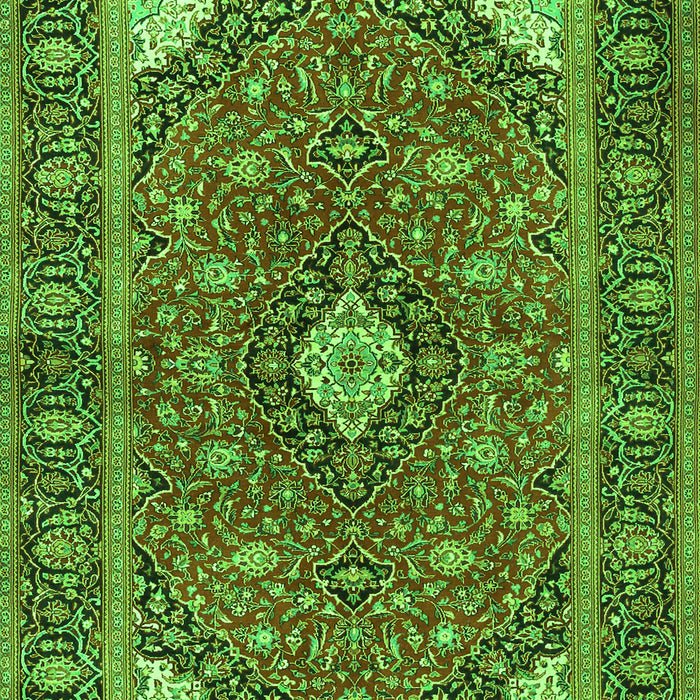 Serging Thickness of Machine Washable Persian Green Traditional Area Rugs, wshtr3160grn