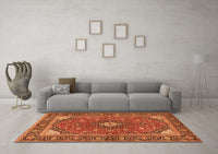 Machine Washable Persian Orange Traditional Rug, wshtr3160org