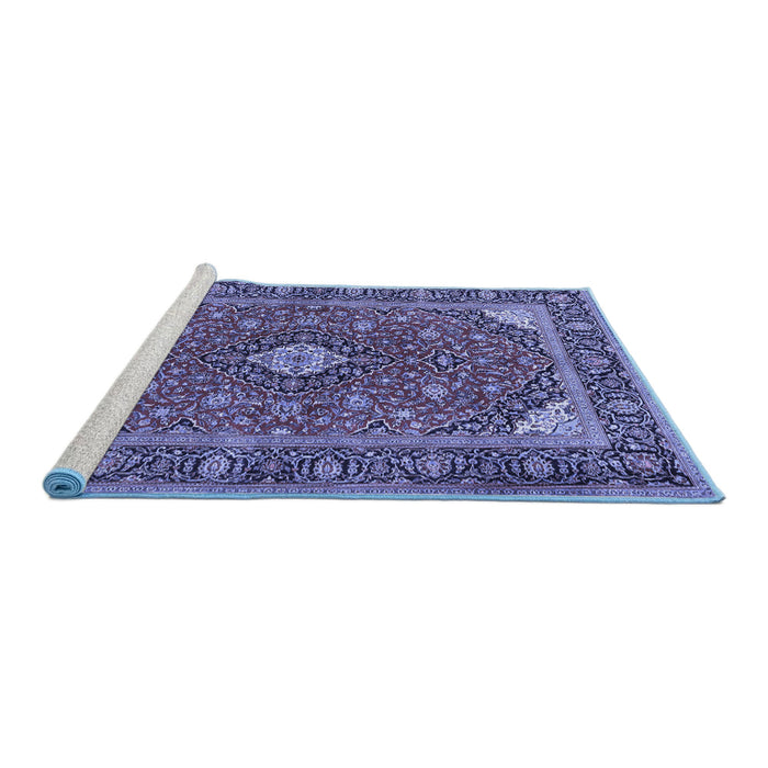 Sideview of Machine Washable Persian Blue Traditional Rug, wshtr3160blu