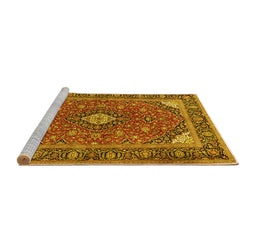 Sideview of Machine Washable Persian Yellow Traditional Rug, wshtr3160yw