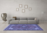 Machine Washable Persian Blue Traditional Rug, wshtr3160blu