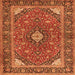 Round Machine Washable Persian Orange Traditional Area Rugs, wshtr3160org