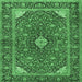 Square Machine Washable Persian Emerald Green Traditional Area Rugs, wshtr3160emgrn