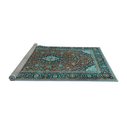 Sideview of Machine Washable Persian Light Blue Traditional Rug, wshtr3160lblu