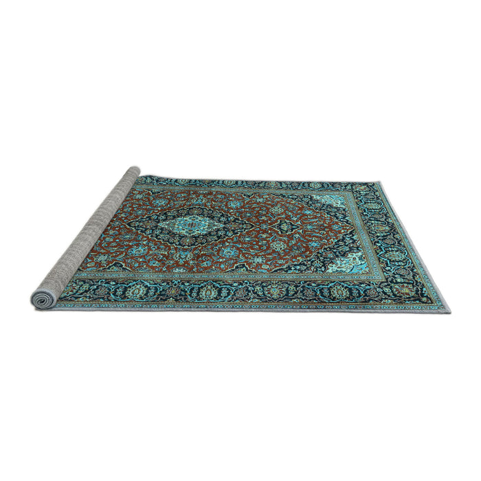 Sideview of Machine Washable Persian Light Blue Traditional Rug, wshtr3160lblu