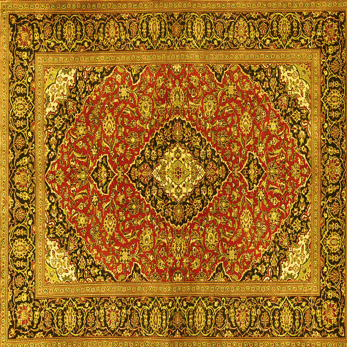 Square Machine Washable Persian Yellow Traditional Rug, wshtr3160yw