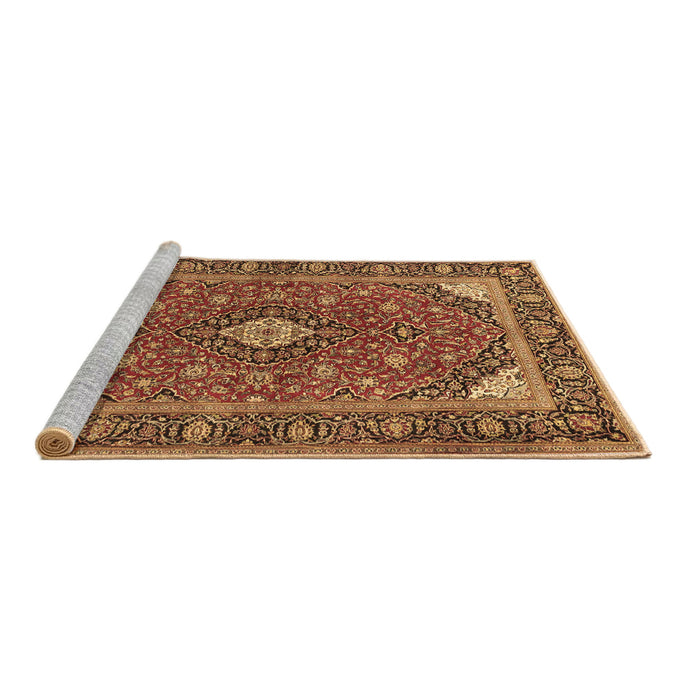 Sideview of Machine Washable Persian Brown Traditional Rug, wshtr3160brn