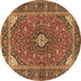 Round Persian Brown Traditional Rug, tr3160brn