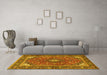 Machine Washable Persian Yellow Traditional Rug in a Living Room, wshtr3160yw