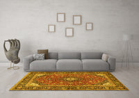 Machine Washable Persian Yellow Traditional Rug, wshtr3160yw