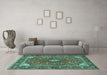 Machine Washable Persian Turquoise Traditional Area Rugs in a Living Room,, wshtr3160turq