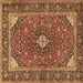 Square Persian Brown Traditional Rug, tr3160brn