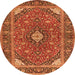 Machine Washable Persian Orange Traditional Area Rugs, wshtr3160org