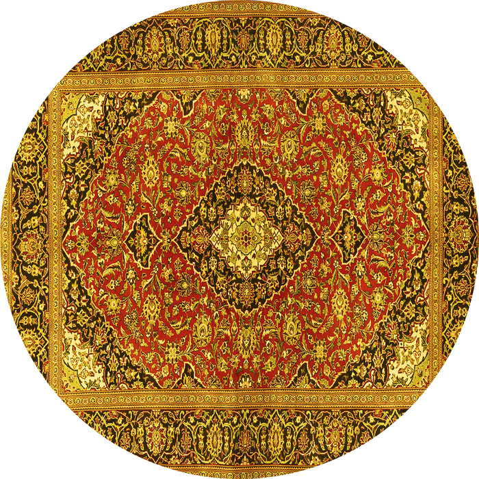 Round Persian Yellow Traditional Rug, tr3160yw