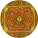 Round Persian Yellow Traditional Rug, tr3160yw