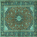 Square Machine Washable Persian Turquoise Traditional Area Rugs, wshtr3160turq