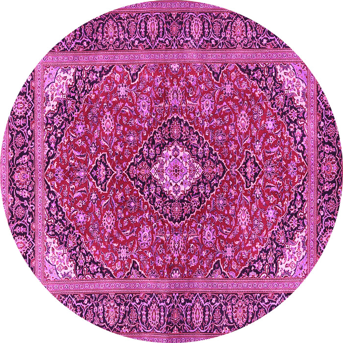 Round Machine Washable Persian Pink Traditional Rug, wshtr3160pnk