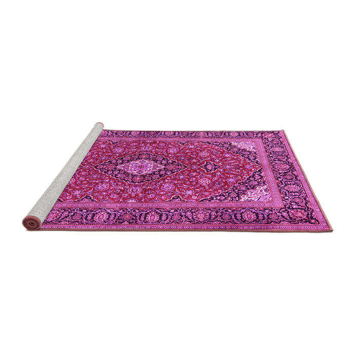 Sideview of Machine Washable Persian Pink Traditional Rug, wshtr3160pnk