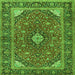 Round Machine Washable Persian Green Traditional Area Rugs, wshtr3160grn