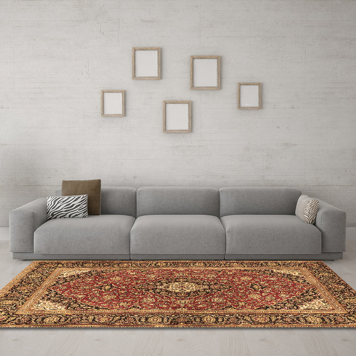 Machine Washable Persian Brown Traditional Rug in a Living Room,, wshtr3160brn
