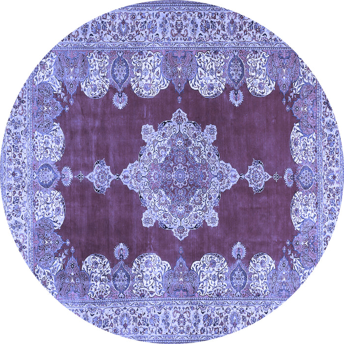 Round Persian Blue Traditional Rug, tr3161blu