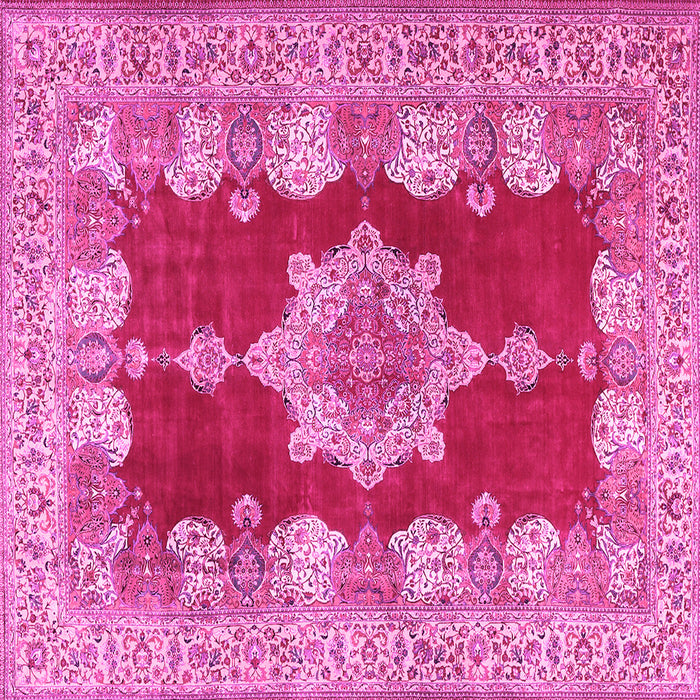 Square Machine Washable Persian Pink Traditional Rug, wshtr3161pnk