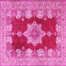 Square Machine Washable Persian Pink Traditional Rug, wshtr3161pnk