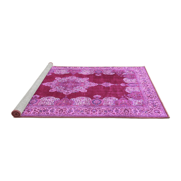 Sideview of Machine Washable Persian Purple Traditional Area Rugs, wshtr3161pur