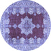 Round Machine Washable Persian Blue Traditional Rug, wshtr3161blu