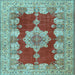 Square Machine Washable Persian Light Blue Traditional Rug, wshtr3161lblu