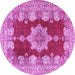 Round Machine Washable Persian Purple Traditional Area Rugs, wshtr3161pur