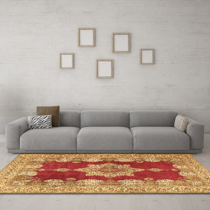 Machine Washable Persian Brown Traditional Rug in a Living Room,, wshtr3161brn