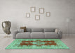 Machine Washable Persian Turquoise Traditional Area Rugs in a Living Room,, wshtr3161turq