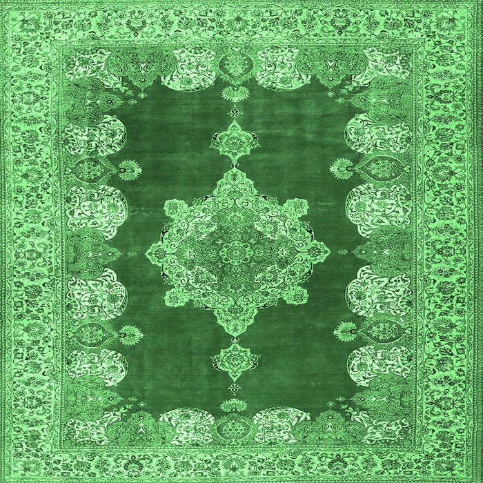 Square Persian Emerald Green Traditional Rug, tr3161emgrn