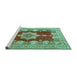 Sideview of Machine Washable Persian Turquoise Traditional Area Rugs, wshtr3161turq