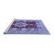 Sideview of Machine Washable Persian Blue Traditional Rug, wshtr3161blu