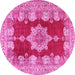 Round Machine Washable Persian Pink Traditional Rug, wshtr3161pnk