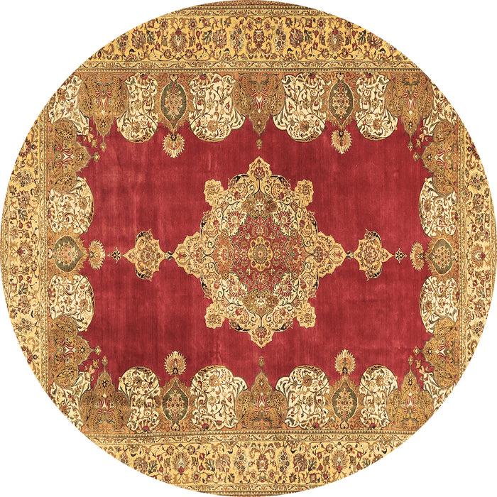 Round Persian Brown Traditional Rug, tr3161brn