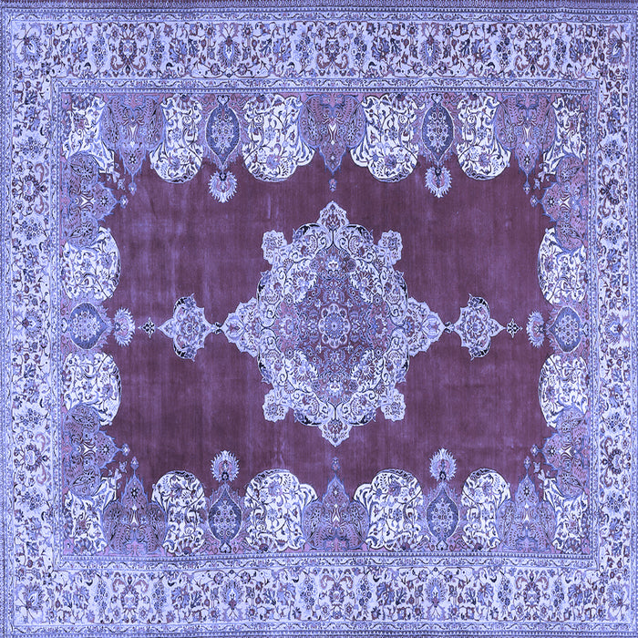 Square Machine Washable Persian Blue Traditional Rug, wshtr3161blu