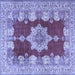 Square Machine Washable Persian Blue Traditional Rug, wshtr3161blu