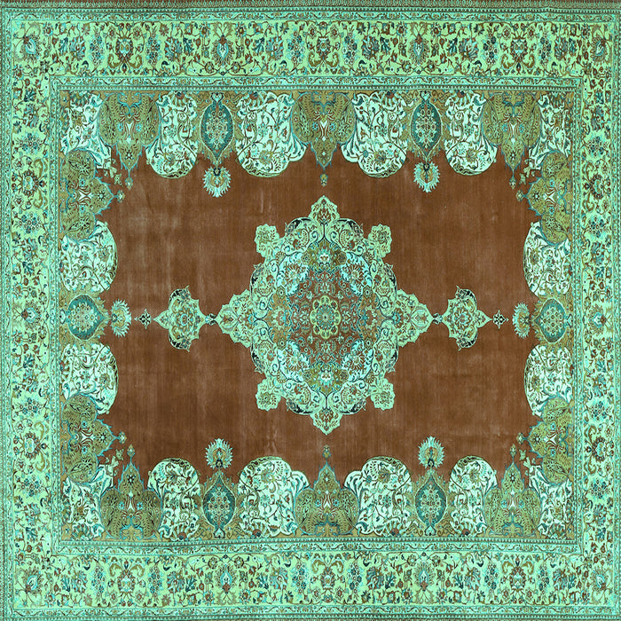 Square Persian Turquoise Traditional Rug, tr3161turq