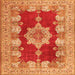 Round Machine Washable Persian Orange Traditional Area Rugs, wshtr3161org