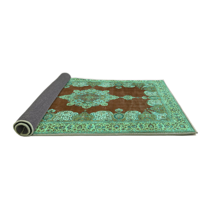 Sideview of Persian Turquoise Traditional Rug, tr3161turq