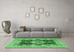 Machine Washable Persian Emerald Green Traditional Area Rugs in a Living Room,, wshtr3161emgrn